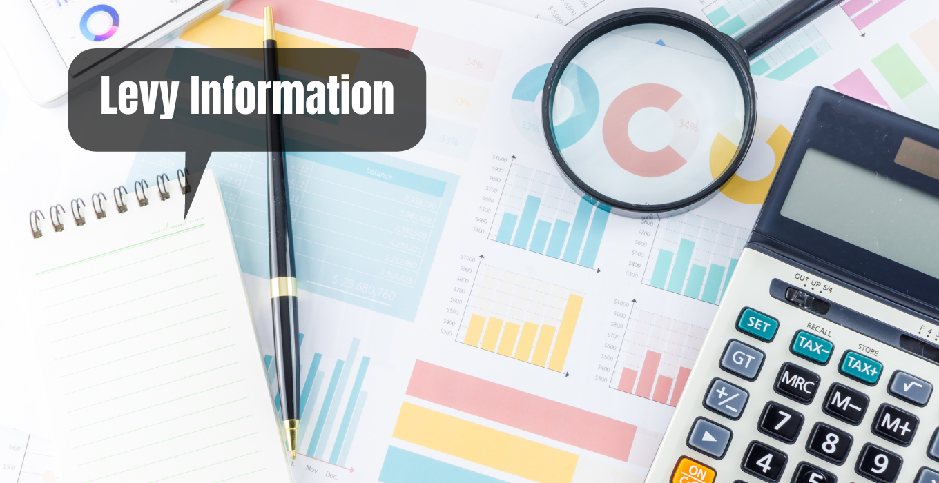 Levy Information - link to levy info page (image of calculator and financial graphs)